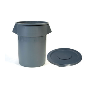 BOTE DE BASURA REDONDO 128 LT GRIS PLASTICO