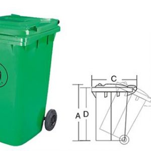 BOTE BASURA RECTANGULAR 240 LT VERDE