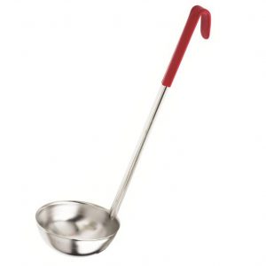 CUCHARON 12OZ ACERO INOX MANGO ROJO