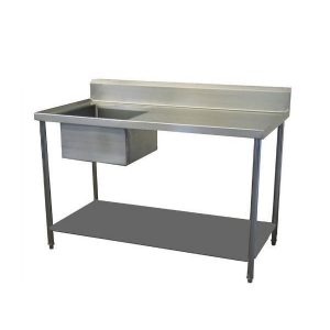 FREGADERO DE ACERO INOXIDABLE UNA TARJA 1.40 x 0.70 x 0.90 m.