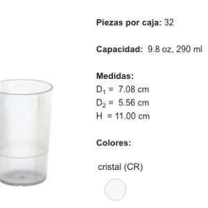 VASO RIVIERA 4 TEXTURIZADO 9.8 OZ/290 ML POLICARBONATO (32 PZS. POR CAJA) 
