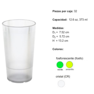 VASO RIVIERA 3 TEXTURIZADO 12.6 OZ/373 ML POLICARBONATO (32 PZS. POR CAJA) 