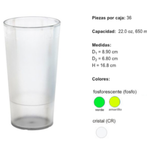 VASO RIVIERA 1 TEXTURIZADO 22 OZ/650 ML POLICARBONATO (36 PZS. POR CAJA) 