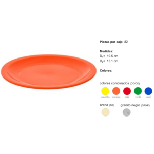 PLATO PLANO EXTRA GRANDE POLIPROPILENO 24.5 CM (50 PZS. POR CAJA) 