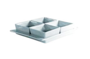 SALSERAS + BANDEJA CUADRADA 4 PIEZAS AJ4SCH MKM  