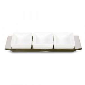 SALSERAS + BANDEJA 3 PIEZAS RECT. 30 X 9 CM AJ3SCH MKM 