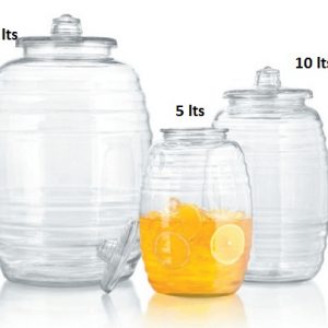 VITROLERO BARRIL DE CRISTAL CON TAPA LUNITA 5LT 