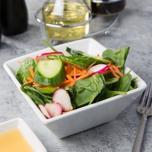 Plato Bowl Cuadrado de 532 ml Blanco Brillante Marca Ecor (24 PIEZAS POR CAJA)