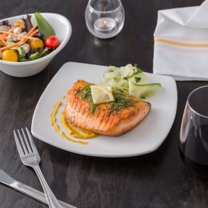 Plato Cuadrado de 20.3 cms Blanco Brillante Marca Ecor