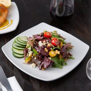 Plato Cuadrado de 20.3 cms Blanco Brillante Marca Ecor