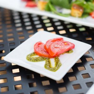 Plato Cuadrado de 10.2 cms Blanco Brillante Marca Ecor (72 PIEZAS POR CAJA)