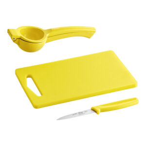 KIT PARA BAR CON TABLA 10 X 6 X 3/8 PG, CUCHILLO Y EXPRIMIDOR COLOR AMARILLO CHOICE