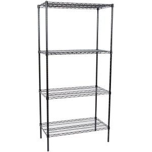 Estante de 18 x 36 Negro Epoxico con Postes de 74 PG DE 4 ENTREPANOS