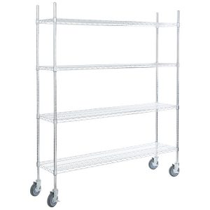 Estante de 14 x 60 Cromado con Postes de 64 y Ruedas