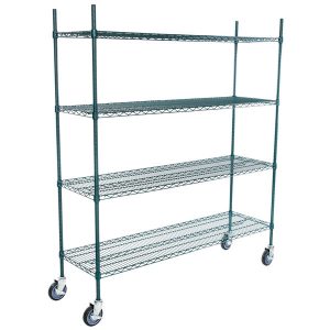 Estante de 18" x 60" Verde Epoxico con Postes de 64" y Ruedas