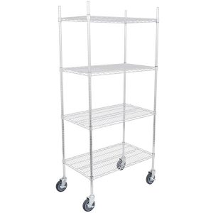 Estante de 21 x 36 Cromado con Postes de 64 y Ruedas