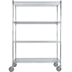 Estante de 24 x 48 de Acero Inoxidable con Postes de 64 y Ruedas