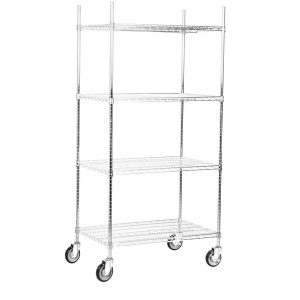 Estante de 24 x 36 de Acero Inoxidable con Postes de 64 y Ruedas