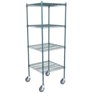 Estante de 24" x 24" Verde Epoxico con Postes de 64" y Ruedas