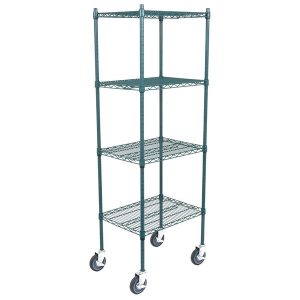 Estante de 18" x 24" Verde Epoxico con Postes de 64" y Ruedas