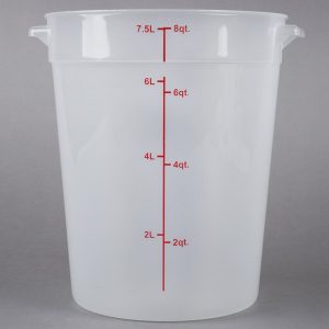 Contenedor Redondo de Polipropileno de 8 Qt.  Translucido