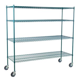 Estante de 24 x 72 Verde Epoxico con Postes de 64 y Ruedas