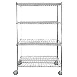 Estante de 30" x 48" Cromado con Postes de 64" y Ruedas