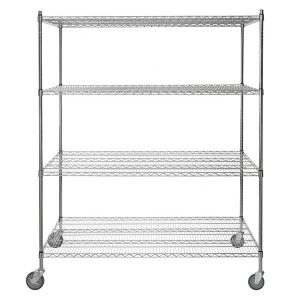 Estante de 30" x 60" Cromado con Postes de 64" y Ruedas