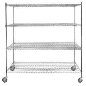 Estante de 30" x 72" Cromado con Postes de 64" y Ruedas