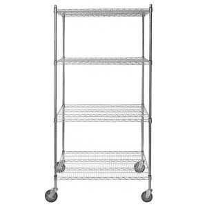 Estante de 30" x 36" Cromado con Postes de 64" y Ruedas