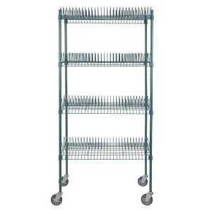 Estante de 24 x 36 Verde Epoxico Rack de Secado con Postes de 64 y Ruedas