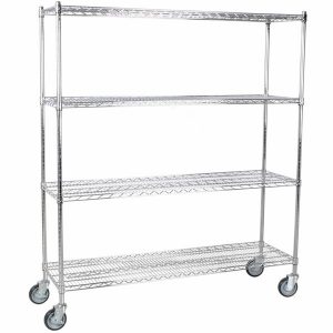 Estante de 18 x 60 Cromado con Postes de 64 y Ruedas