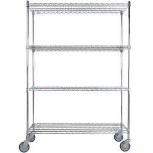 Estante de 24" x 48" Cromado con Postes de 64" y Ruedas