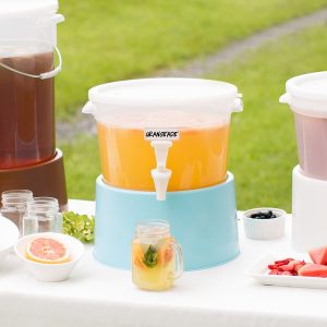 Dispensador Redondo 3 Galones Translucido con Blue Base