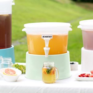 Dispensador Redondo 3 Galones Translucido con Base Verde