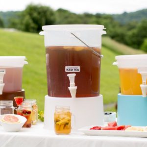 Dispensador Redondo 6 Galones Translucido con Base Blanca