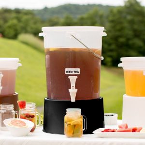 Dispensador Redondo 6 Galones Translucido con Base Negra