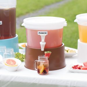 Dispensador Redondo 3 Galones Blanco con Base Cafe