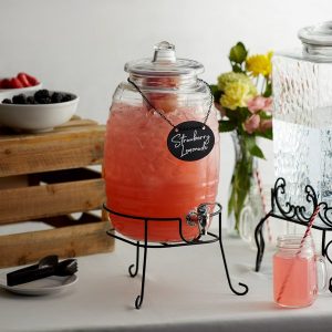 Dispensador de 2.5 Galones Barrel Vidrio con Infusion Chamber, Pizarron  y Black Sty