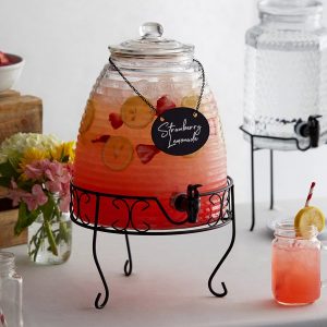 Dispensador de 2.4 Galones Vidrio con Metal Sty