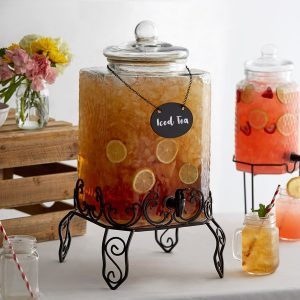 Dispensador de 5 Galones HammeRoja Vidrio con Metal Sty y Pizarron