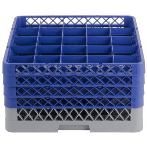 Rack de 25-Compartimentos con 4 Extensiones Azules  (Medida del Compartimento: DIAMETRO MAXIMO 3 5/8 PG  ALTURA MAXIMA 9 1/4 PG)
