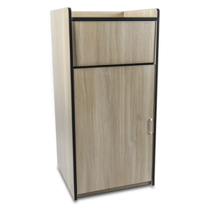 PORTA BASURERO DE MADERA TAPA CERRADA