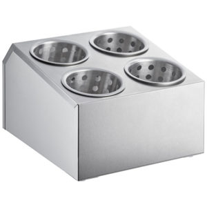 PORTA CUBIERTOS DE 4 COMPARTIMENTO ACERO INOX