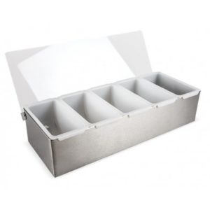 CAJA PARA CONDIMENTOS 5 COMPARTIMIENTOS ACERO INOXIDABLE