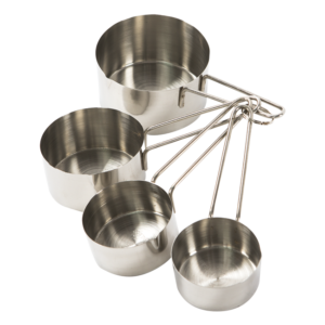 TAZAS DE MEDIDAS EN ACERO INOX 1/4, 1/3, 1/2, 1 TAZA