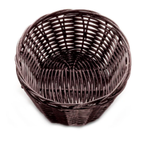 CESTA TEJIDA OVALADA,CAFE (9.5pg X 6.9pg X 3.5pg)