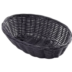 CESTA TEJIDA OVALADA,NEGRO (9.5pgX 6.9pg X 3.5pg)