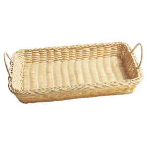 CESTA TEJIDA RECTANGULAR,BEIGE(19 pgX 14pg X 4pg)CON OREJA