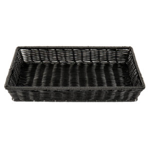 CESTA TEJIDA RECTANGULAR,NEGRO 12.2pg x 8.6pg x 3.7pg